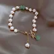 Promotion Jewelry For Women 14K Gold Filled Natural Freshwater Pearl & Jade Stone Ladies Charm