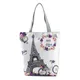 Floral Eiffel Tower Print Tote Bag Paris Landscape Shoulder Bag Fashion Pretty Handbags High