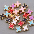 10pcs 10mm Colored Enamel Beads Cross Beads Handmade Fit For charm Jewelry Making Cross Spacer