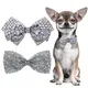 Exquisite Pet Dog Bowtie Dog Bows Diamond Shining Grooming Slidable Dog Collar For Dogs Cat Wedding
