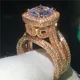 18K Rose Gold Vintage 3-in-1 Diamond cz Ring set 925 sterling silver Jewelry Engagement Wedding band