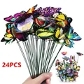 5-24Pcs/set Butterflies Garden Yard Planter Colorful Whimsical Butterfly Stakes Decoracion Outdoor