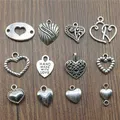 20pcs Hearts Charms Antique Silver Color Small Heart Charms Jewelry DIY Heart Charms For Bracelet