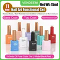 Vendeeni 11 Kinds Nail Function Base Top Coat Gel Nail Polish Semi Permanent Black White Red Color