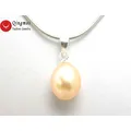 Qingmos 8-9mm Drop Natural Pink Pearl Pendant Necklace for Women Jewelry Pearl Necklace with Silver