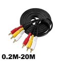 1.5M/3M/5M/10M/20M 3 RCA Male To RCA RCA Plug Splitter 3RCA Adapter Cable Audio TV DVD Video Adapter