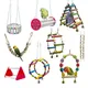 Bird Toys Set Swing Chewing Training Toys Small Parrot Hanging Hammock Parrot Cage Bell Perch Toys