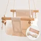 Baby Swing Chair Canvas Hanging Wood Children Baby Rocker Toy Safety Baby Bouncer Outside Swing