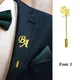 Tangula Custom Lapel Pin for Groom Stainless Steel Men's Initials Letters Lapel Pin Personalized