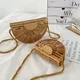 Fashion Half Moon Wooden Shoulder Crossbody Bags for Women Bamboo Woven Summer Beach Straw Bag