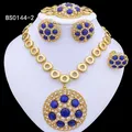 Italian Luxury Design Jewelry Set For Women Party Set Jewelry Classic Blue Round Pendant Necklace
