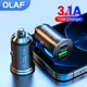 Olaf QC3.0 Car Charger Fast Charging White Black Dual Port Mini Car Phone Power Adapter PD 20W USB