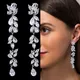 LXOEN Zircons Luxury Marquise Cluster Flower Shape Cubic Zirconia Long Dangle Drop Earrings for