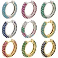 ZHUKOU 1piece CZ crystal small hoop earring for women gold color rainbow Round/rectangle hoop