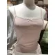 Sweet Pink Striped Lace Crop Top Cute Bow Soft Cotton Sleeveless Summer Camis Vests Women Vintage