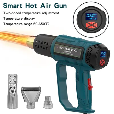 2000W Industrial Digital Hot Air Gun Electric Heat Gun Thermoregulator Shrink Wrapping Thermal Blower Dryer Heater Nozzle 220V
