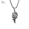 Rinhoo 2021 Men's Punk Dragon Flame Titanium Stainless Steel Cool leather chain Pendant Necklace