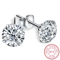 Luxury Female 6/7/8mm Round Lab Diamond Earrings 100% Real 925 Sterling Silver Earrings For Women