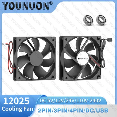 Double Ball 120x120x25mm Cooling Fan DC 5V 12V 24V 48V 12cm 120mm Cooler Fan 12025 Computer Case Fan Btc Server PC Cooling Fan