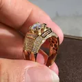 HOYON 18K White Gold Color 1 Carta Dimand Zricon Rings For Men and Women Luxury Jewelry Banquet