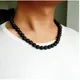 Trendy Men Necklace 6/8mm Black Lava Stone Yellow Tiger Eye Choker Rock Beads Necklace Men Jewelry