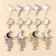 4pcs Gorgeous Gold Silver Color Crystal Polaris Charm for Jewelry Making Star Moon Pendant of