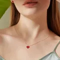 New Enamel Heart Pendants Necklaces for Women Black Red Love Drop Necklaces Gold Color Chain