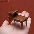 1/12 Dollhouse Wooden Table Model Miniature Double Layer Tea Table DIY Doll House Decor Furniture