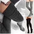 Women Over Knee Socks Female Sexy Stockings Warm Long Boot Knit Thigh-High Gray Khaki Blue Black