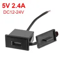 Car Charger 2.4A Adapter Single USB Square Shape Waterproof 12V 24V Soacket Power Adapter Switch