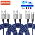 Suntaiho 3PCS USB Type C Cable Fast Charge Data Cord for Xiaomi poco f3 HuaweiP60 Samsung Mobile