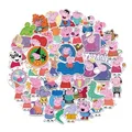 50pcs/set Peppa Pig Stickers Cute Pigs Cartoon Mobile Phone Water Cup Notebook Suitcase Waterproof