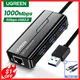 UGREEN USB Ethernet Adapter 1000/100Mbps USB to RJ45 USB3.0/2.0 HUB for Laptop PC Xiaomi Mi Box S