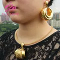 YM Jewelry Sets for Women Trendy Necklace And Earrings Copper Pendant Brazilian Dubai 18k Gold Color