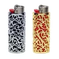 Retro Hollow Out Design Metal Lighter Case Cover Holder For BIC Standard Size Lighters Sleeve Type