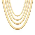 Stainless Steel Plated 18K Gold Cuban Flat Chain Necklace 2/3/4/5mm Blade Necklace Snake Bone Chain