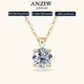 6.5mm 1.0 carat D Moissanite Solitaire Drop Necklaces 18k Gold Plated Pendant Original Real 925