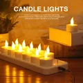 12Pcs LED Candle Lamp Rechargeable Creative Flickering Simulation Flame Candle Night Light Tea Light