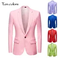 Men's Apple Green yellow Pink Blue Red Colorful Fashion Suit Jacket Wedding Groom Stage Singer
