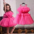 Baby Bow Tulle Baptism Dress for Girls Gown Toddler Kids Wedding Elegant 1st Birthday Party Princess