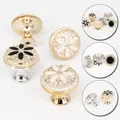 New European Single Hole Handle Gold Luxury Flower Pattern Furniture Cabinet Knobs For Home Wardrobe