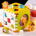 Montessori Game Baby Activity Cube Shape Match Sorter Box Color Number Clock Math Kit Educational