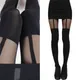 Hot Selling Sexy Women Black Fake Garter Belt Suspender Tights Over The Knee Hosiery Stockings Gifts