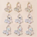 Leslie 10pcs Gorgeous Crystal Butterfly Charms Pendants for Handmade Necklaces Bracelets DIY Jewelry