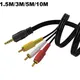 1.5m/3m/5m/10m 3.5mm Jack Plug Male to 3 RCA Male Adapter Music Audio Video AV AUX Cable Wire Cord