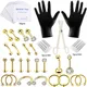 47PCS/Set Stainless Steel with Clamp Gloves Piercing Needle Tool Kit for Lip Stud Eyebrow Earring
