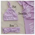 LVYZIHO Personalized Name Jersey Swaddle Set Baby Name Hat Bow Baby Swaddle Choose Colors and