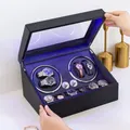 4+6 Luxury Automatic Watch Winder Box with Led Light Electric Watch Winders Mechanical Rotating