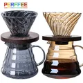 Pour Over Coffee Dripper Coffee Pot Set 600ml Coffee Server Coffee Maker Brewing Cup V02 Glass