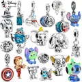 New Disney Dumbo Stitch Alice Vinnie Mickey Charm Pendant Charms Dangle Fit Pendants Charm Silver